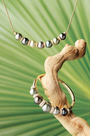 Collier 7 perles de Tahiti et bracelet perles de Tahiti